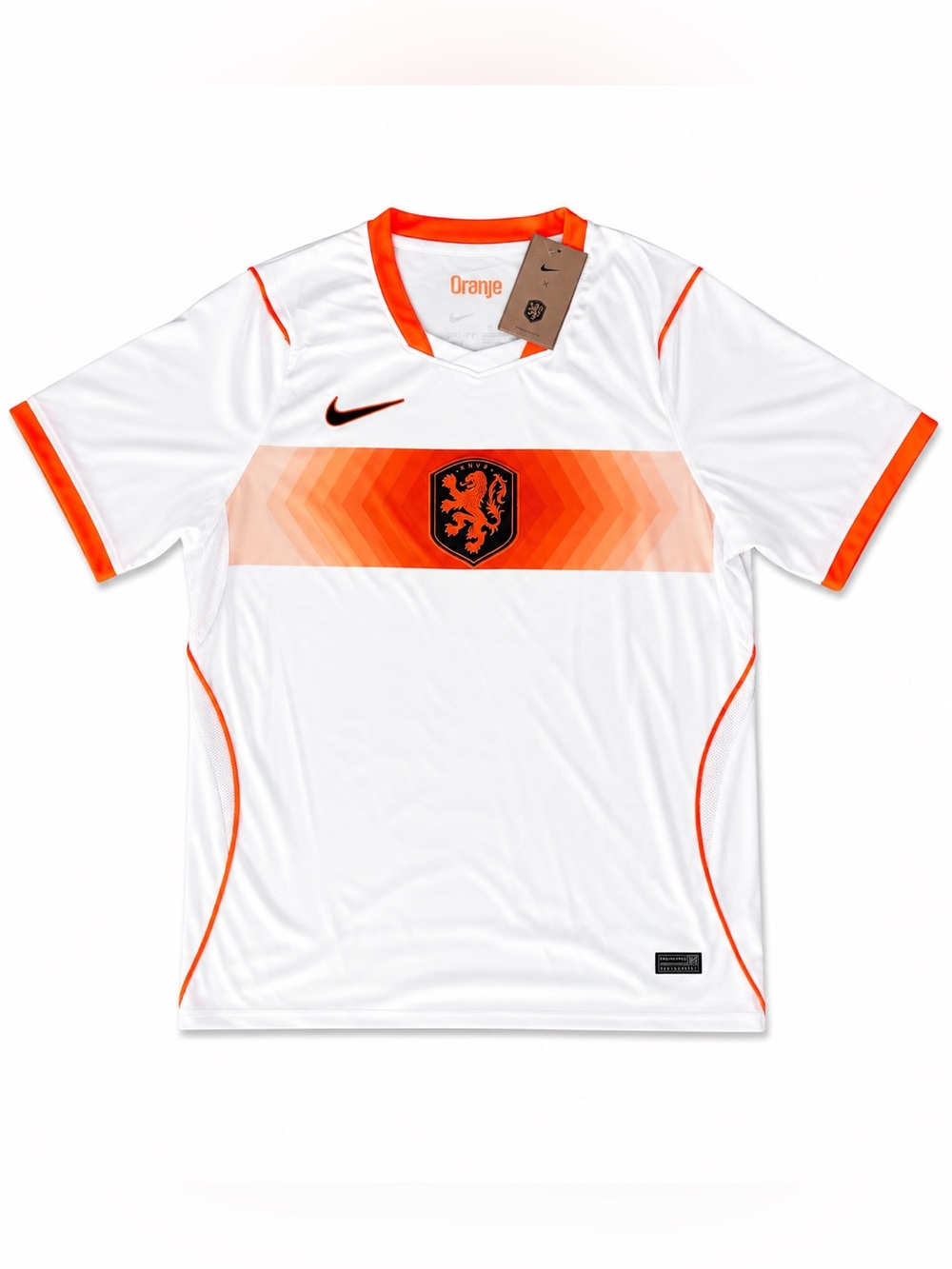 Nike Holland White Jersey with Orange Accent Stripe player version